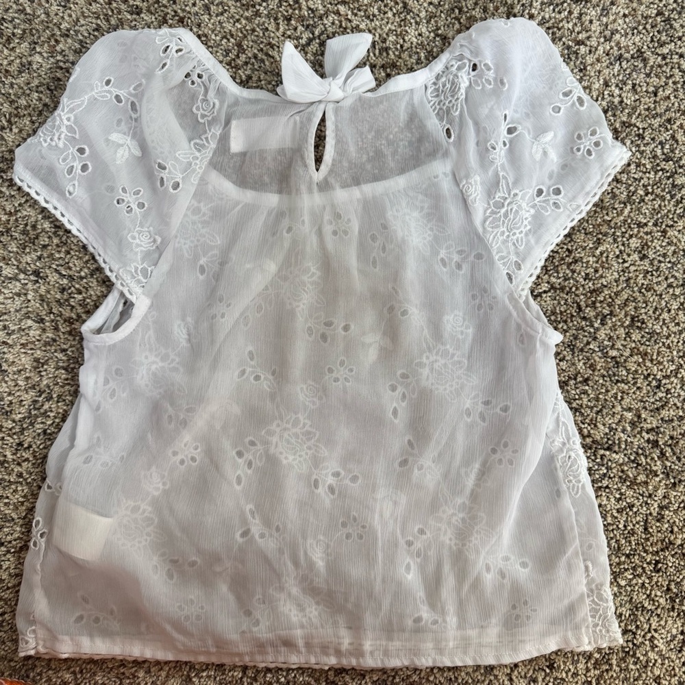 Abercrombie & Fitch White Embroidered Blouse - Picture 8 of 9